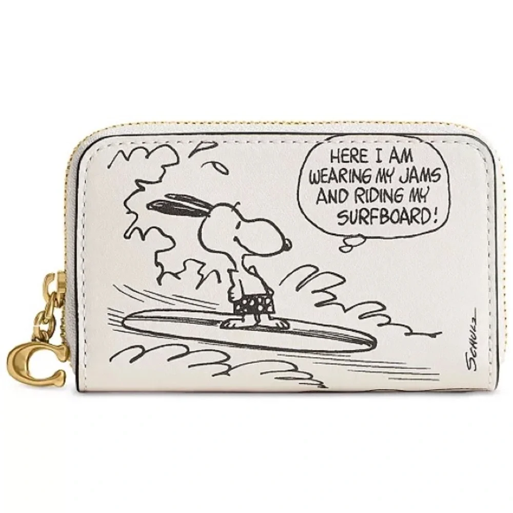 Coach White Snoopy Surf Zip Wallet with Gold Hardware - Picture 1 of 4